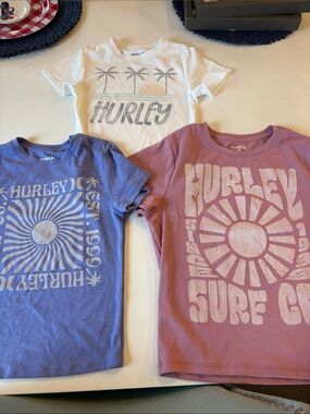 Hurley junior Graphic Tee Trio - White, Purple, dusty rose